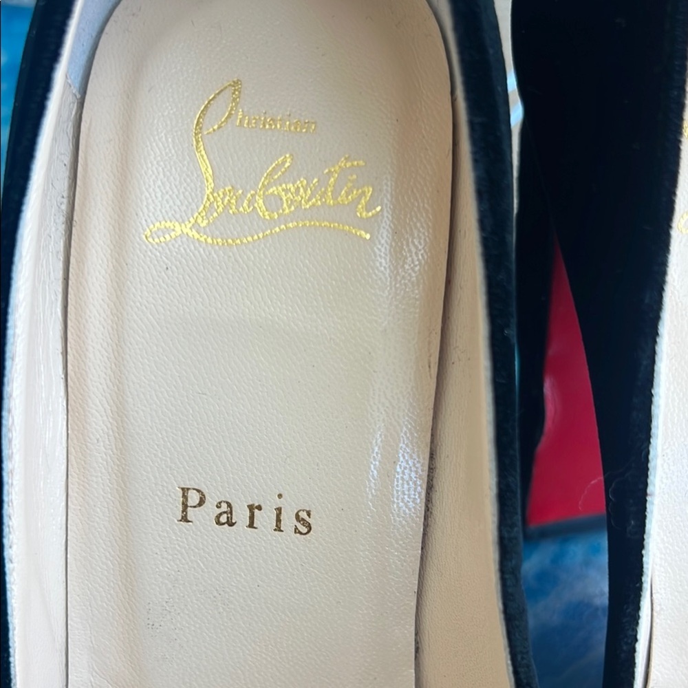Christian Louboutin Black Velvet Heels size 37 - Picture 5 of 13